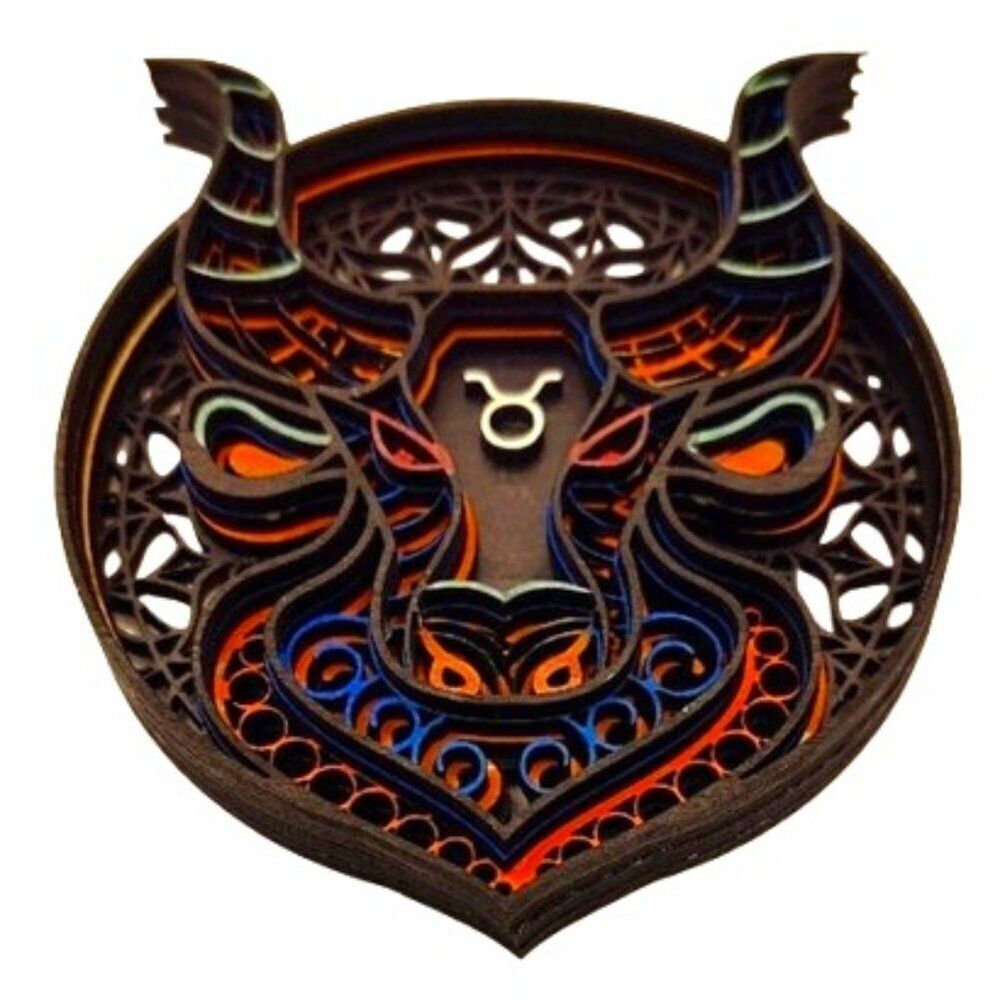 Taurus Zodiac Sign Layered Design Refrigerator magnet.
